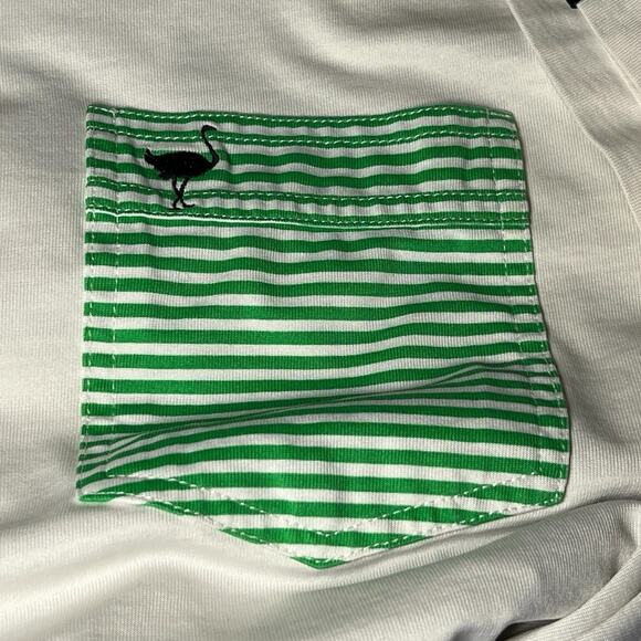 Travis Mathew Polo Shirt Mens Large White Green Chive Golf Performance‎ Stretch - Picture 4 of 7